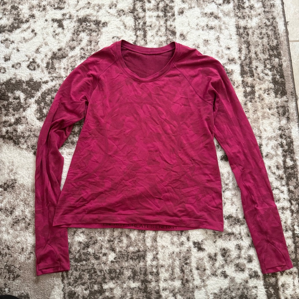 Lululemon Swiftly Race Length Pink Reflective Long Sleeve Shirt